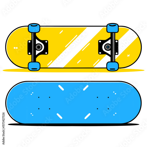 Skateboard with wheels in minimal style