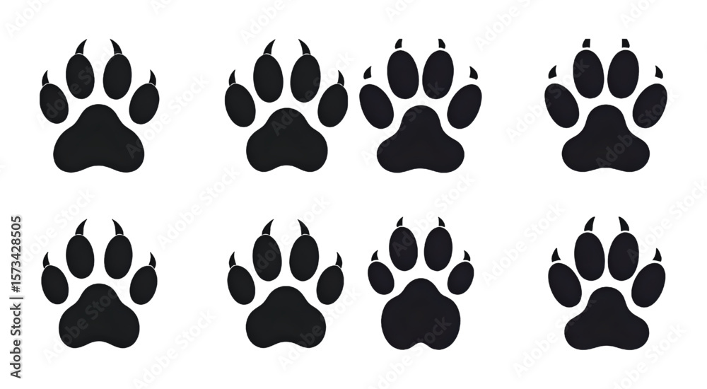 Fototapeta premium Animal footprints artwork displays a series of distinctive paw prints, suitable for wildlife, nature themes, or creating unique patterns and designs in various creative projects.