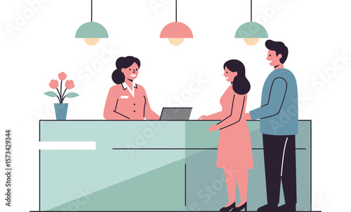 Customer Talking at Reception Desk