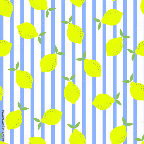 Lemon citrus vector pattern. Botanical vector illustration. Summer background. Floral design