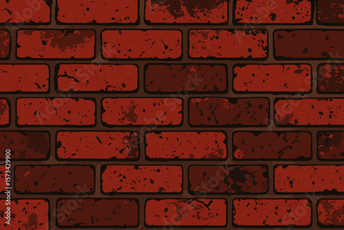 Grunge red brick wall texture seamless pattern background. Old vintage distressed weathered urban industrial surface. Block stone wallpaper. Modern flat vector cartoon illustration.