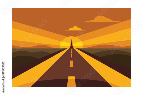 Roadside Field Lit By Golden Beams Of Sunset