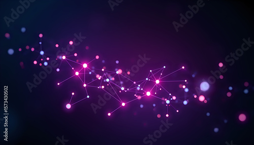 Abstract data visualization with glowing interconnected nodes in dark space, symbolizing modern technology.