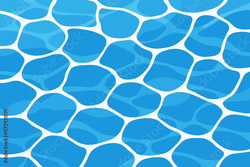 Water surface background. Swimming pool pattern. Sea texture seamless. Ripples and sun light reflections. Summer travel concept. Aquatic abstract backdrop. Modern flat vector cartoon.