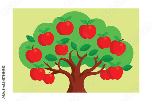 Lush Apple Tree Branches Laden With Ripe Red Apples