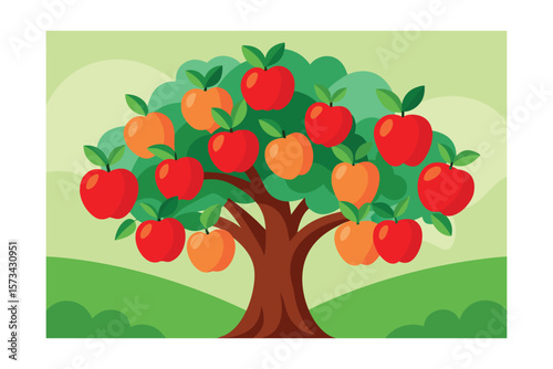 Lush Apple Tree Branches Laden With Ripe Red Apples