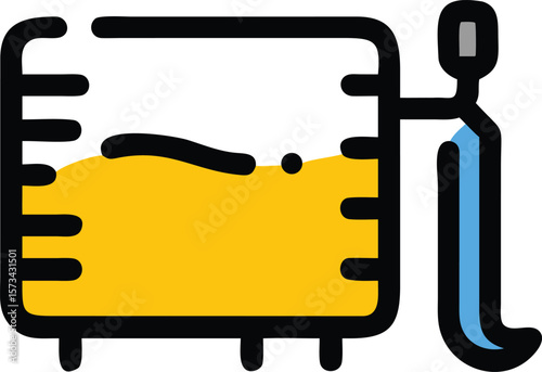Bold Black Glyph Icon Yellow Intravenous Fluid Bag Light Blue I V Tube Medical Healthcare Symbol liquid