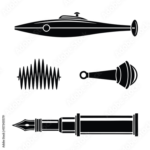 Submarine sound wave horn pen writing instrument vector