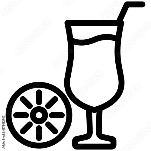 Cocktail black outline icon, use for relaxation, party, Pubs and bars UI, UX kit, app and web development, digital or print.