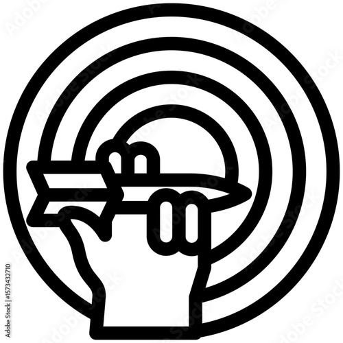 Dart Board black outline icon, use for relaxation, party, Pubs and bars UI, UX kit, app and web development, digital or print.