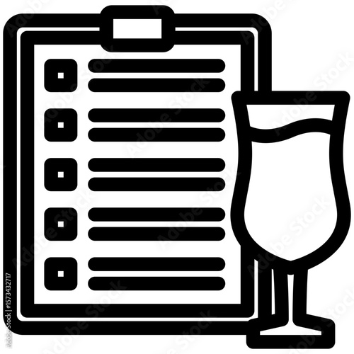 Menu black outline icon, use for relaxation, party, Pubs and bars UI, UX kit, app and web development, digital or print.