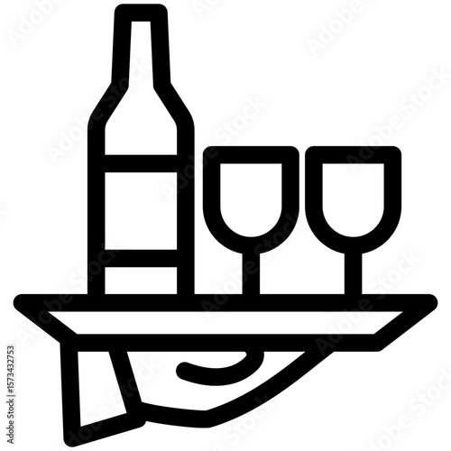 Tray black outline icon, use for relaxation, party, Pubs and bars UI, UX kit, app and web development, digital or print.