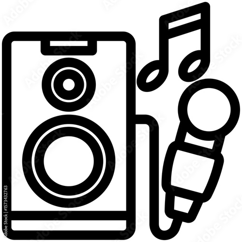 Karaoke black outline icon, use for relaxation, party, Pubs and bars UI, UX kit, app and web development, digital or print.