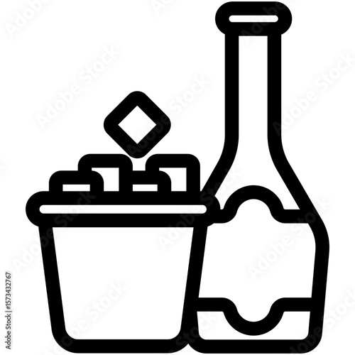 Ice Bucket black outline icon, use for relaxation, party, Pubs and bars UI, UX kit, app and web development, digital or print.