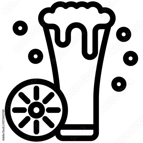 Lager Pint black outline icon, use for relaxation, party, Pubs and bars UI, UX kit, app and web development, digital or print.