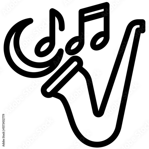 Jazz Night black outline icon, use for relaxation, party, Pubs and bars UI, UX kit, app and web development, digital or print.