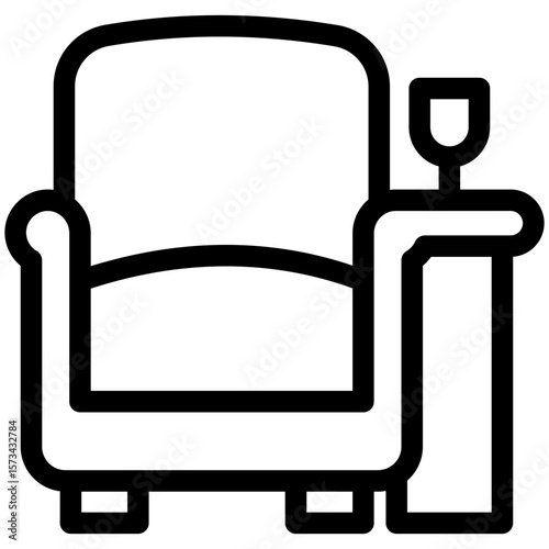 Lounge black outline icon, use for relaxation, party, Pubs and bars UI, UX kit, app and web development, digital or print.