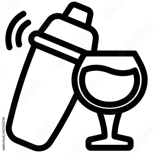 Mixer Drink black outline icon, use for relaxation, party, Pubs and bars UI, UX kit, app and web development, digital or print.