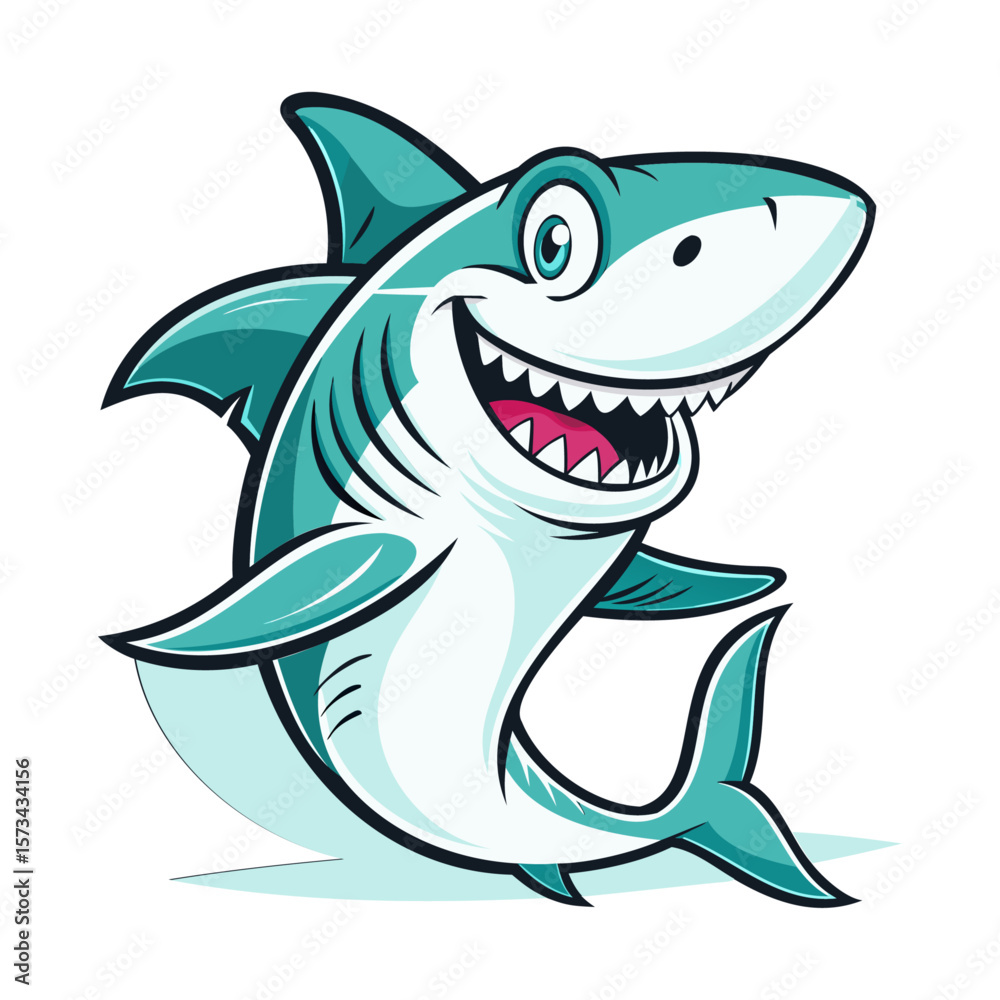 Fototapeta premium Adorable Cartoon blue Shark Illustration Perfect for Ocean-Themed Designs
