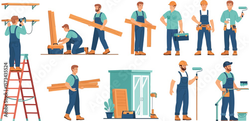 Carpenter handyman construction worker home improvement and repair services