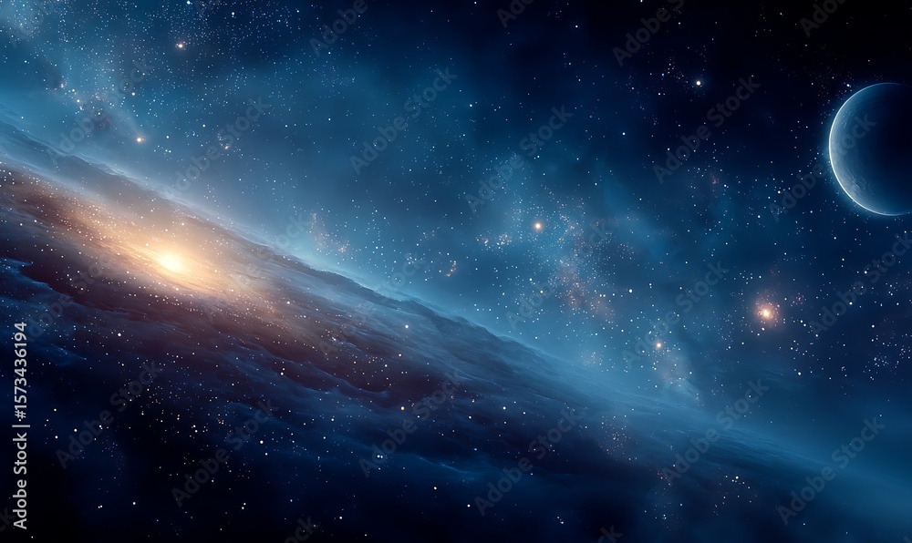 Fototapeta premium Cosmic background with stars and planets in deep space