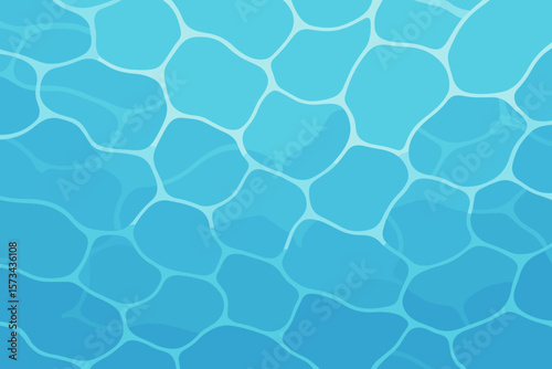 Modern Water Lighting Background of Pool Surface with Reflections, Blue Rippled Water Texture, Swimming Pool Design, Summer Vacation Illustration, Vector Art