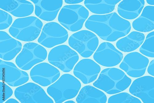 Abstract water lighting background with glowing pool surface, modern flat vector illustration of shimmering blue water reflections for summer, swim, aquatic, and relaxation themes