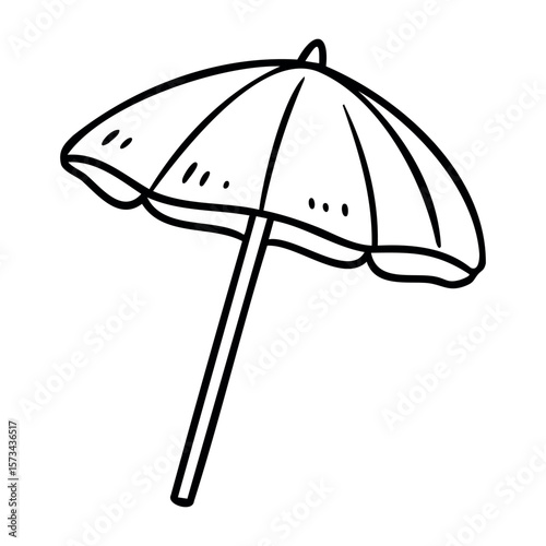 Simple line art of a sun umbrella. Vector hand-drawn doodle illustration