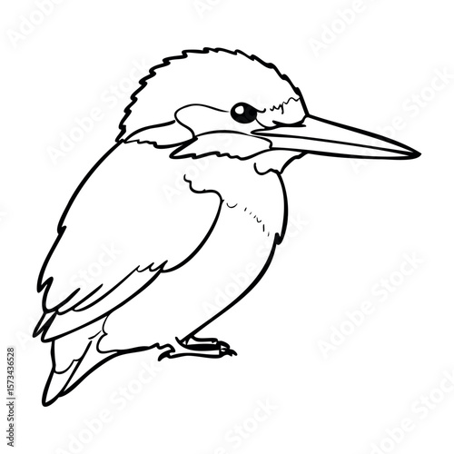 Line art of kingfisher bird: simple outline drawing for kids and art enthusiasts. Vector hand-drawn doodle illustration