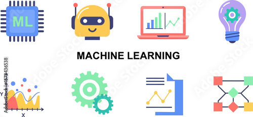 Machine learning concepts and ai technology vector illustration design