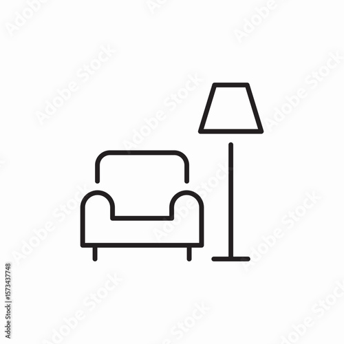 armchair lamp icon sign vector