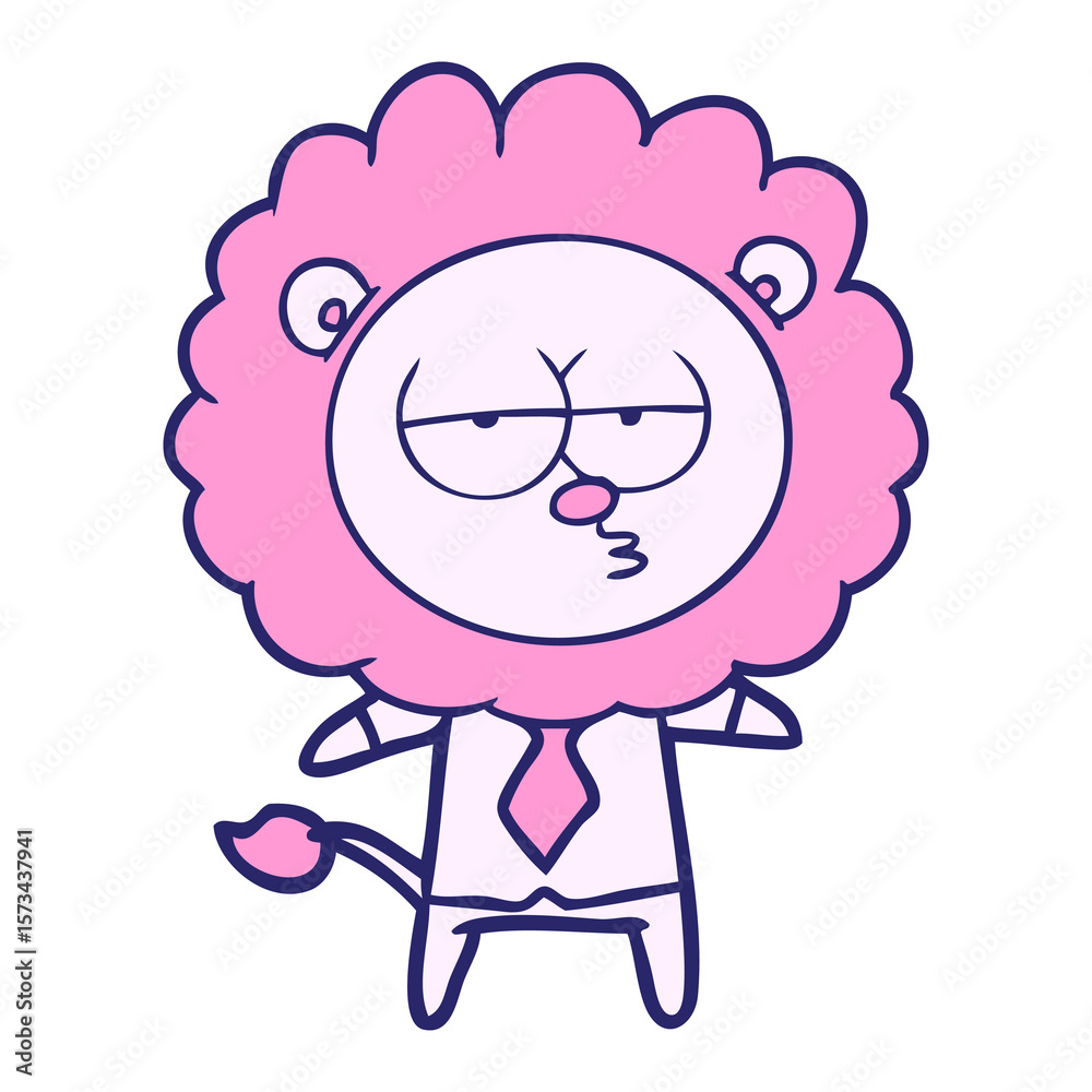 Fototapeta premium cartoon bored lion office worker in bright neon color
