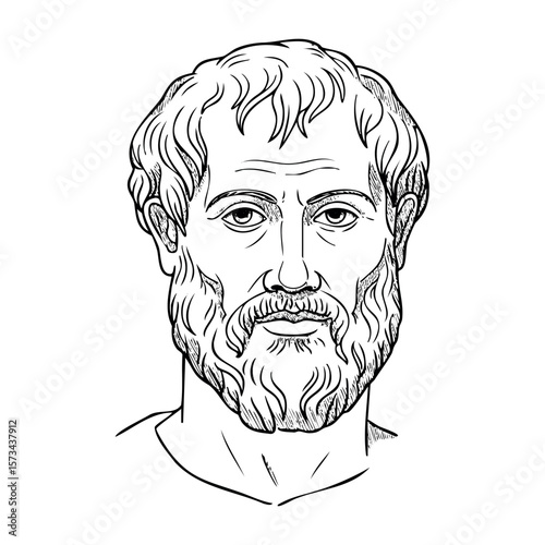 Sketch of bearded caucasian mature male with thoughtful expression. Vector hand-drawn doodle illustration
