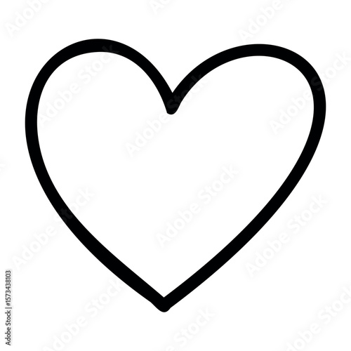 Simple heart outline symbolizing love and emotion. Vector hand-drawn doodle illustration