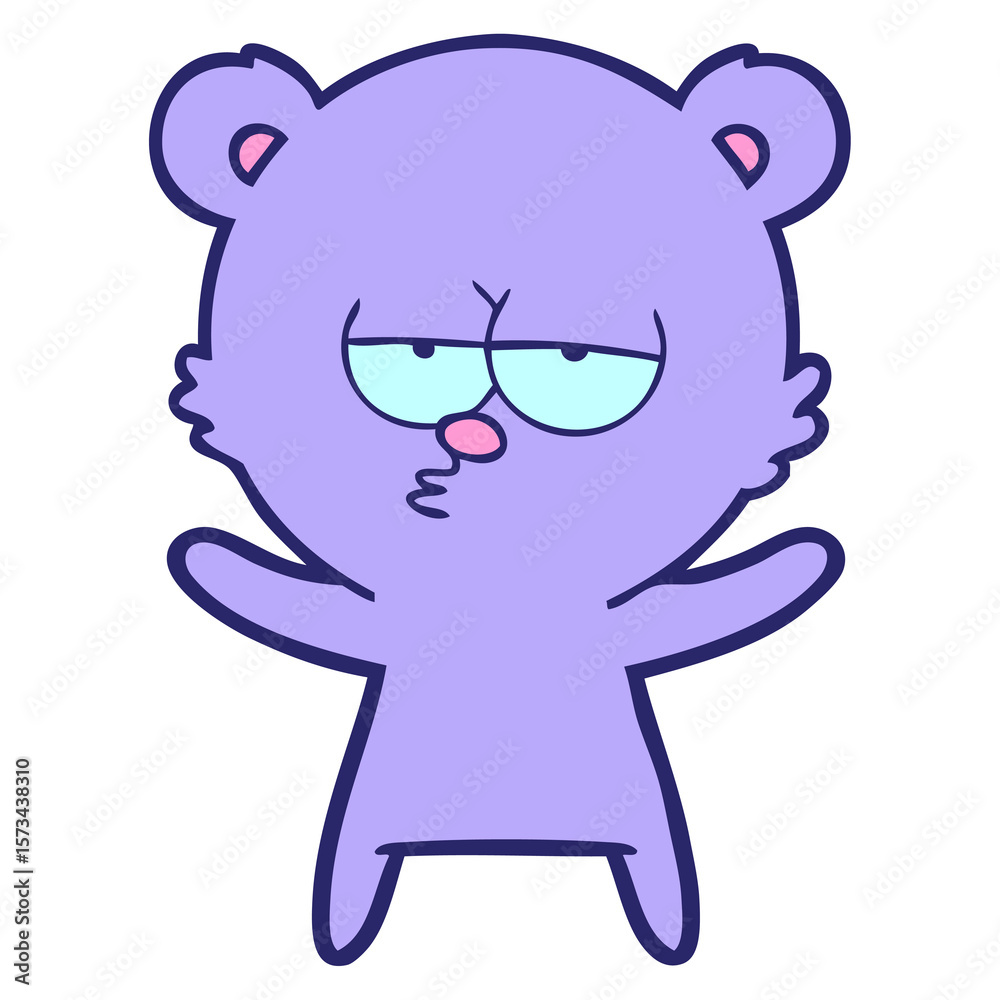 Fototapeta premium bored bear cartoon in bright neon color