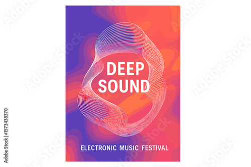 Deep sound: an abstract poster for an electronic music festival featuring a guilloche line and dynamic fluid background