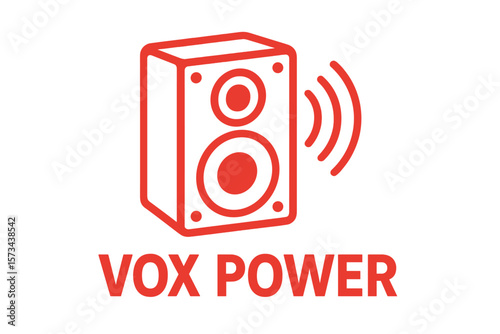 Isolated vector illustration of red speaker and sound waves, representing the logo of vox power