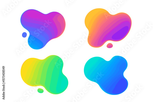 Vector geometric template elements featuring a set of trendy, colorful, and glowy fluid shapes for use in your own projects