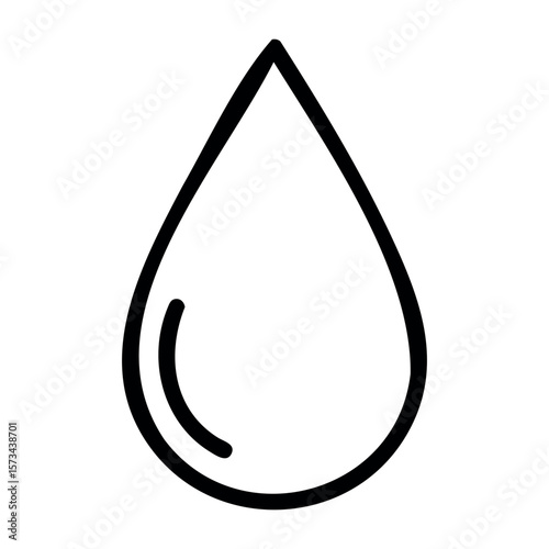 Outline of a water drop symbolizing purity and freshness. Vector hand-drawn doodle illustration