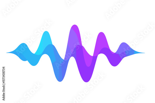 Vector illustration of a blue and purple sound wave background, featuring abstract audio signals and digital music beats in the form of a colorful electronic waveform