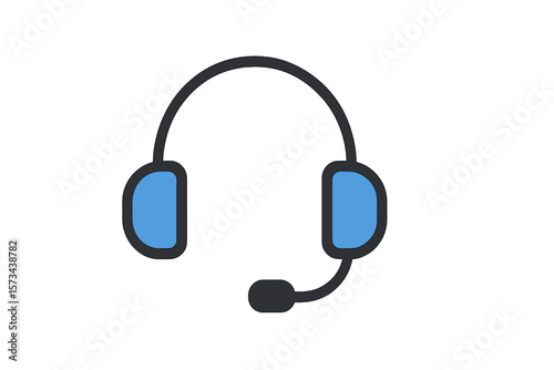 Audio gadget business concept, headphones vector illustration on white isolated background in flat style, represented by a headphone headset icon