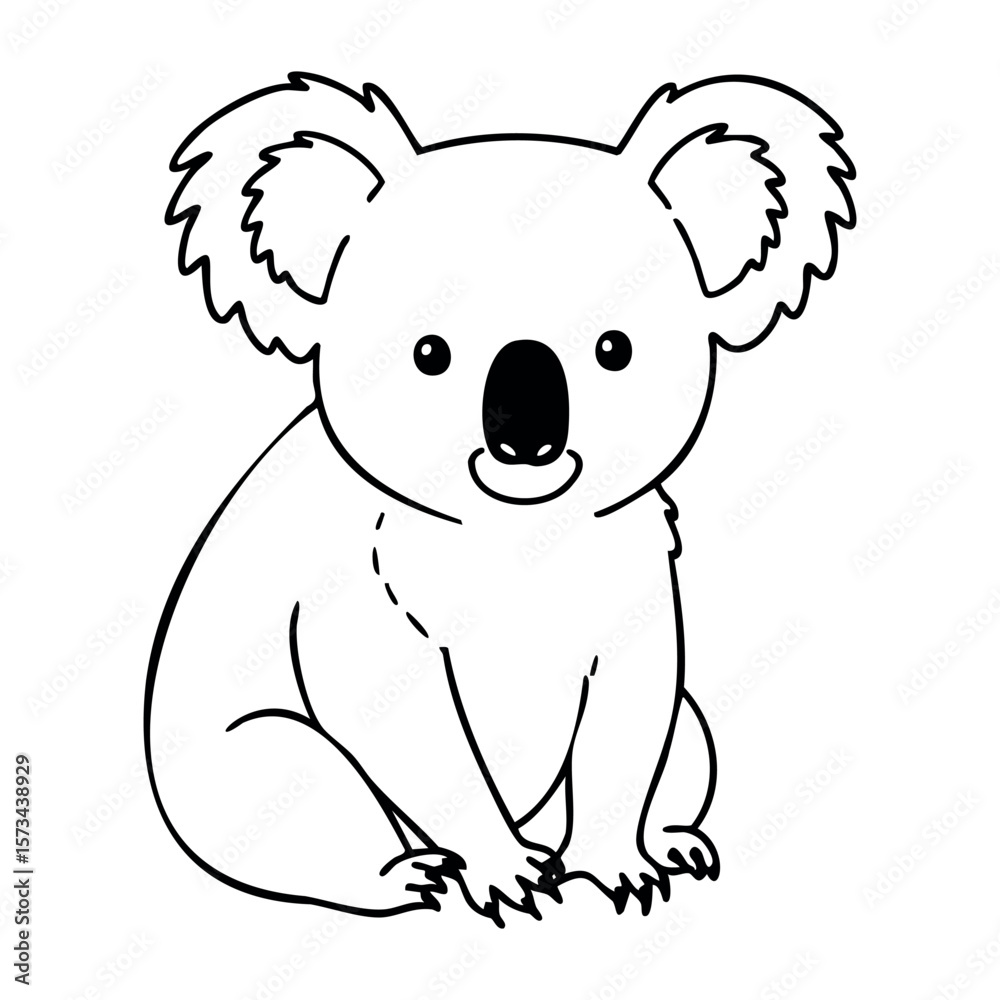 Obraz premium Cute koala line art illustration with simple features. Vector hand-drawn doodle illustration