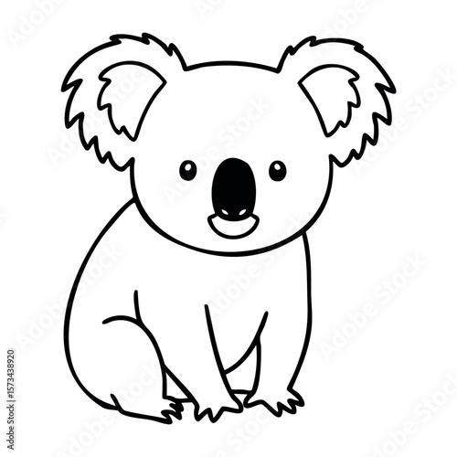 Cute outline drawing of a koala illustration in sitting pose. Vector hand-drawn doodle illustration