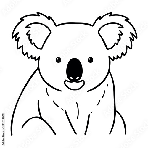Adorable koala line art illustration of an iconic australian animal. Vector hand-drawn doodle illustration