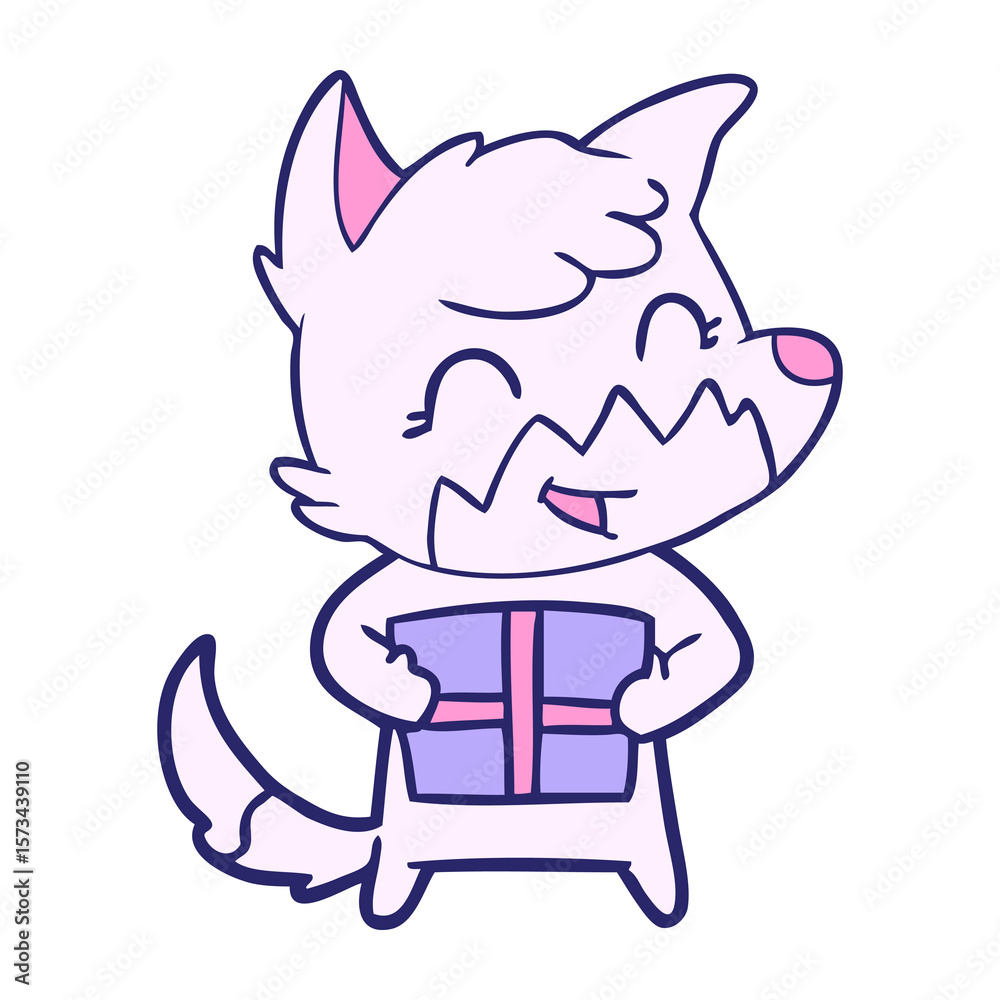 happy cartoon fox in bright neon color happy cartoon fox in bright neon color