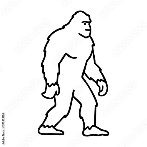 Stylized bigfoot outline with minimalist details. Vector hand-drawn doodle illustration