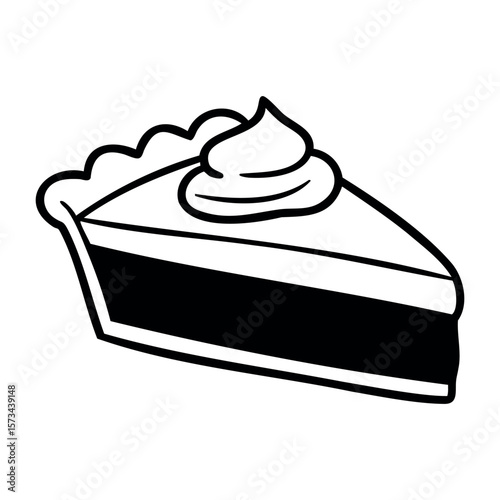 Slice of delicious pie with whipped topping. Vector hand-drawn doodle illustration