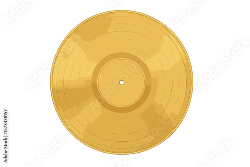 Vector illustration of a gramophone golden vinyl LP record template isolated on a checkered background