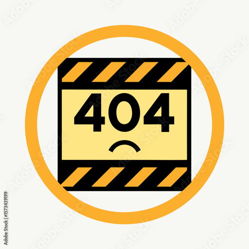404 error page icon in flat yellow and black design