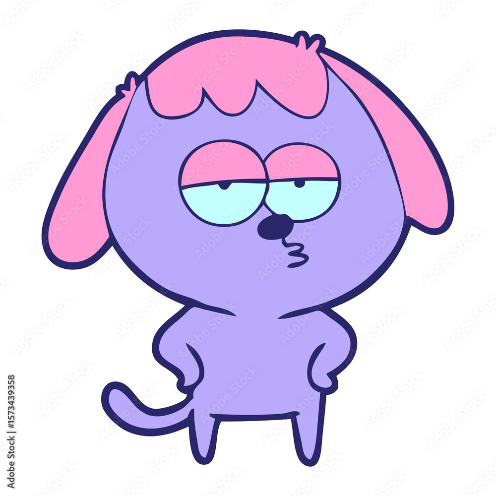 Obraz premium cartoon bored dog in bright neon color